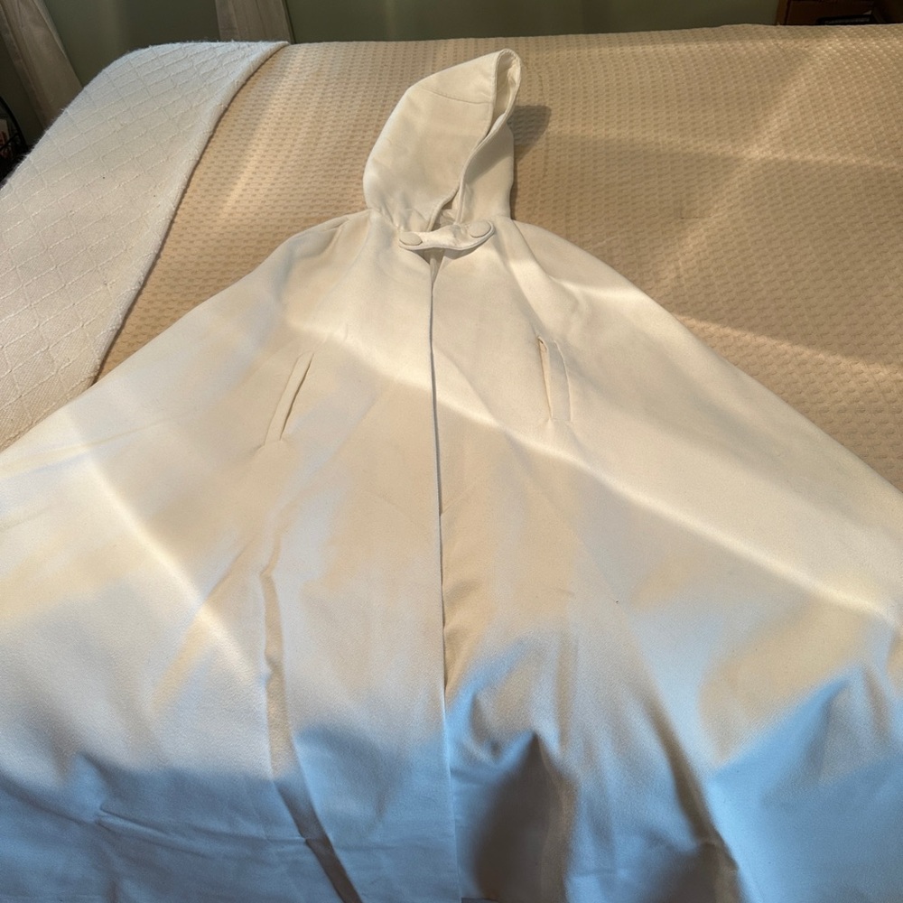 Chic White Hooded Cape